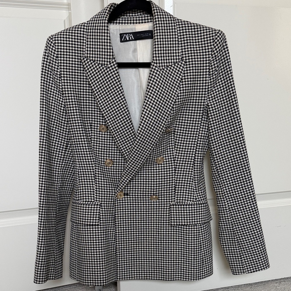Zara Monochrome Houndstooth Blazer
